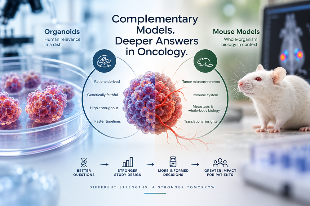 Organoids and mouse models: how oncology programs can use both